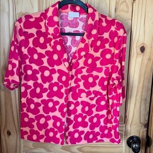 Pink Lily Floral Terry Top